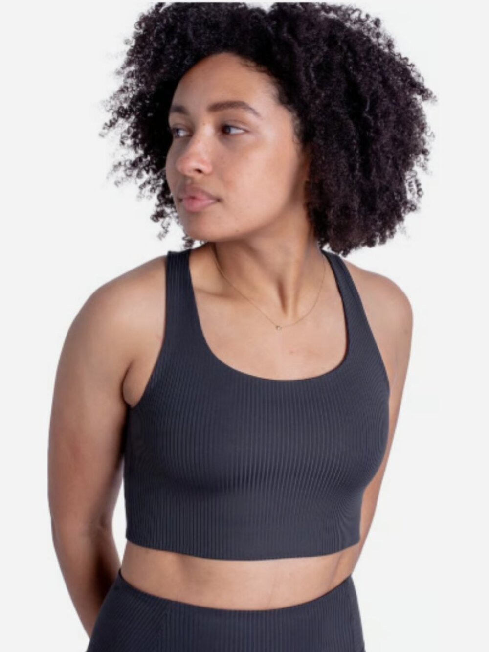 NWT Girlfriend Collective Paloma Sports Bra Ribbed Racerback Black Size Medium